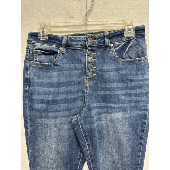Indigo Rein Curvy Fit Skinny Blue Jeans Juniors 9 Waist 28 Distressed - Picture 3 of 11
